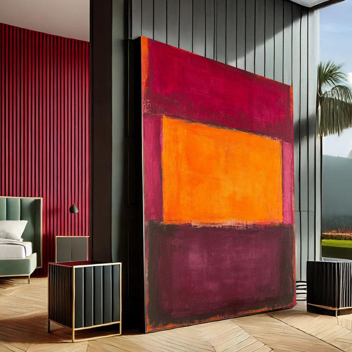 Rothko Inspired Red And Orange Bold Color Field Abstract Canvas Print