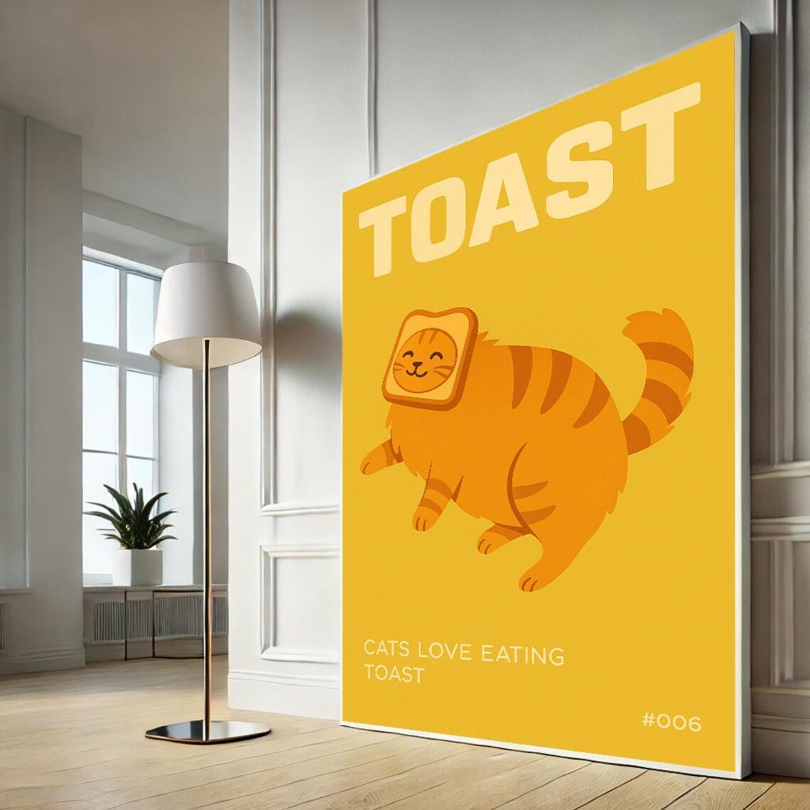 Funny Ginger Cat Toast Hat Cats Love Eating Yellow Humor Art Poster