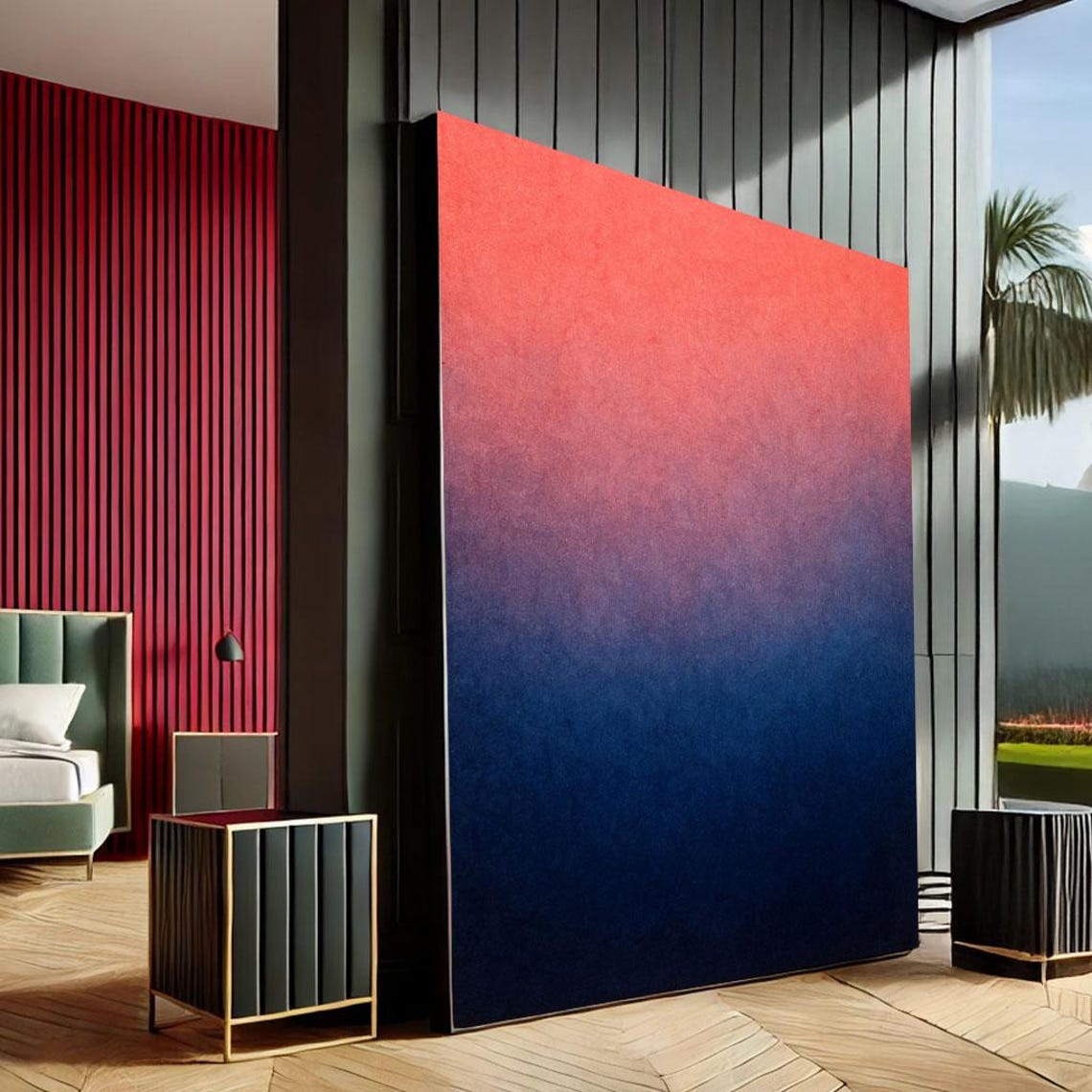 Mark Rothko Inspired Red Blue Color Field Modern Abstract Wall Art