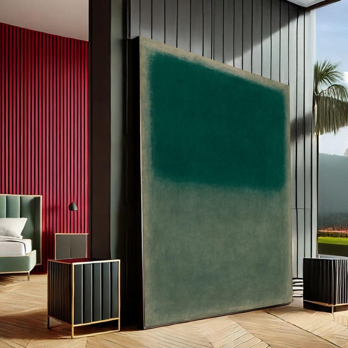 Mark Rothko Inspired Deep Emerald Green Abstract Color Field Print