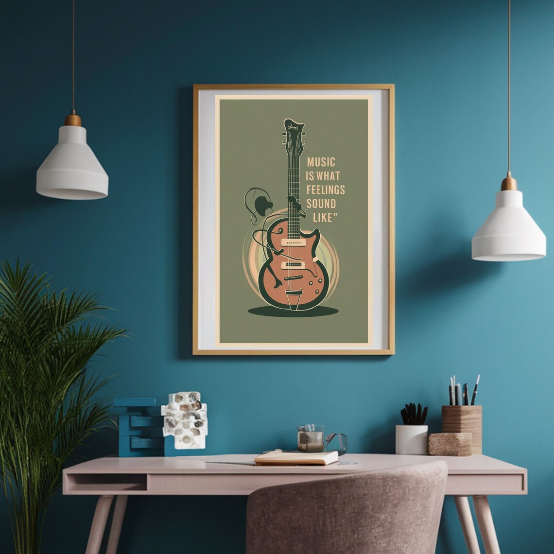 Vintage Guitar Music Is What Feelings Sound Like Quote Poster - Image 5