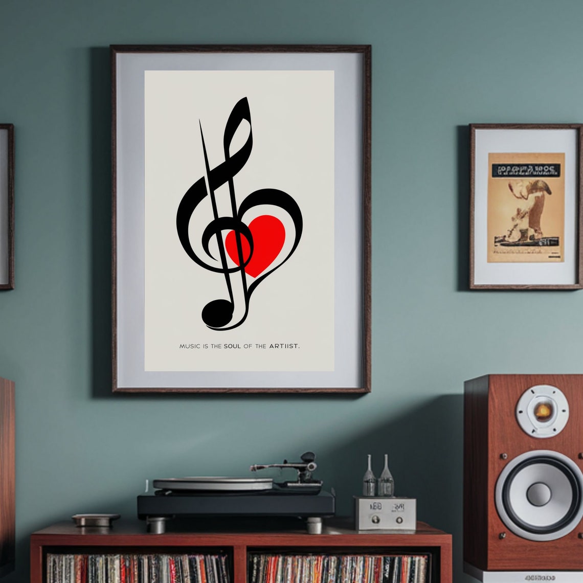 Big Treble Clef Heart Love Red Music Note Minimalist Art Poster - Image 2
