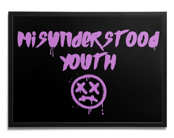 Misunderstood Youth Purple Graffiti Alt Rock Quote Art Poster