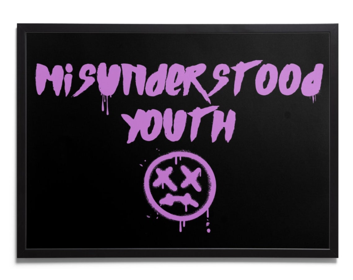 Misunderstood Youth Purple Graffiti Alt Rock Quote Art Poster