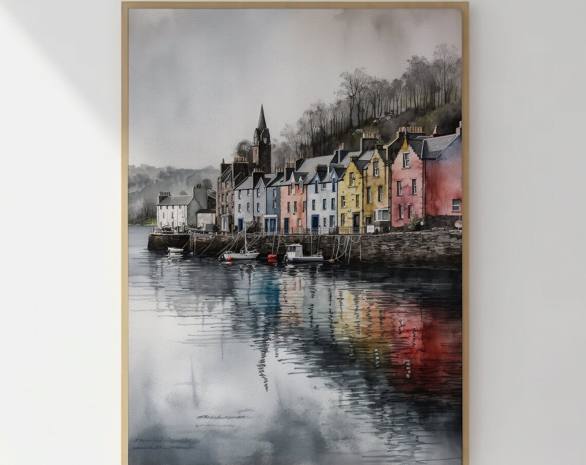Tobermory Scotland Colorful Harbor Watercolor Coastal Art Print - Image 3