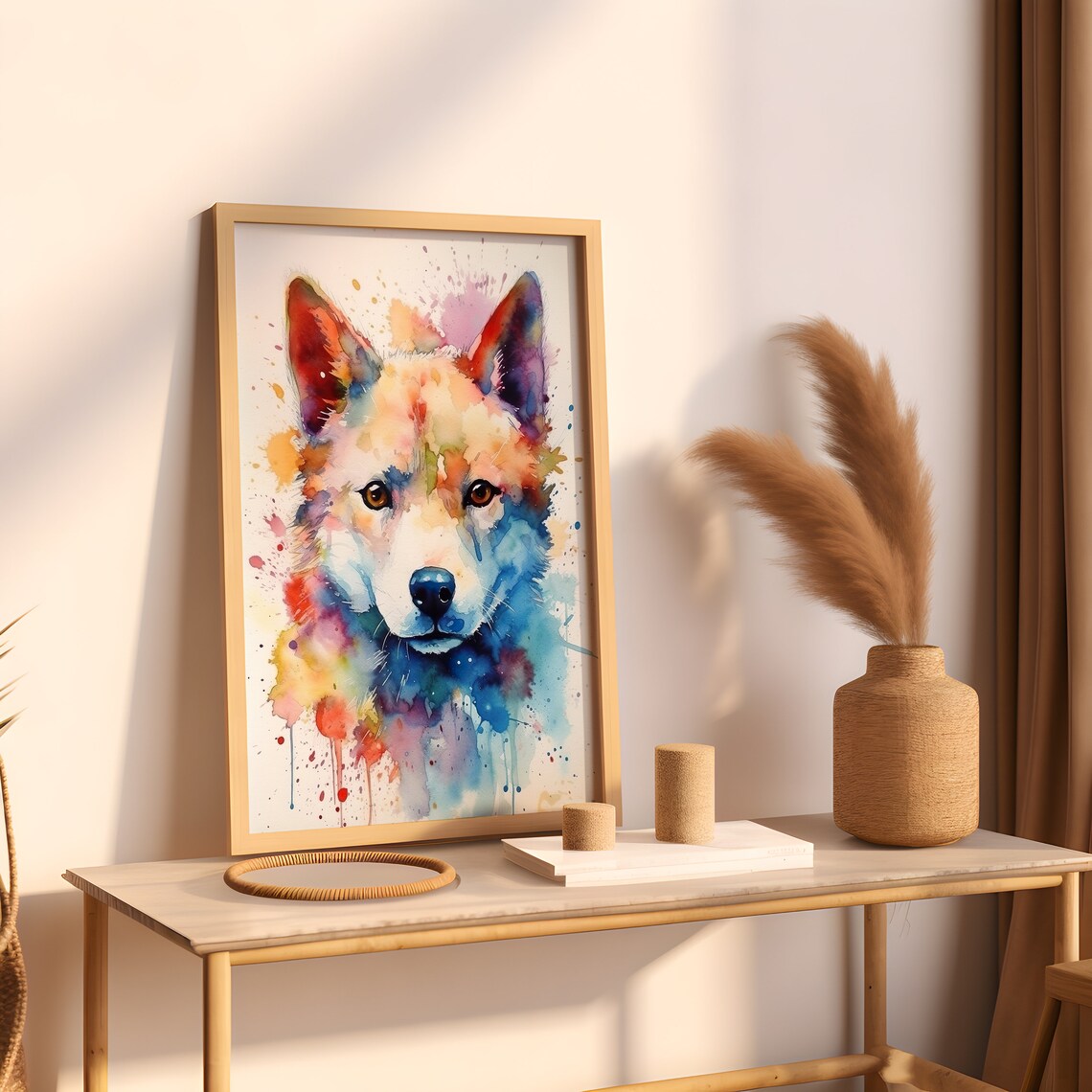 Baby Wolf Pup Watercolor Portrait Cute Wild Animal Art Poster - Image 3
