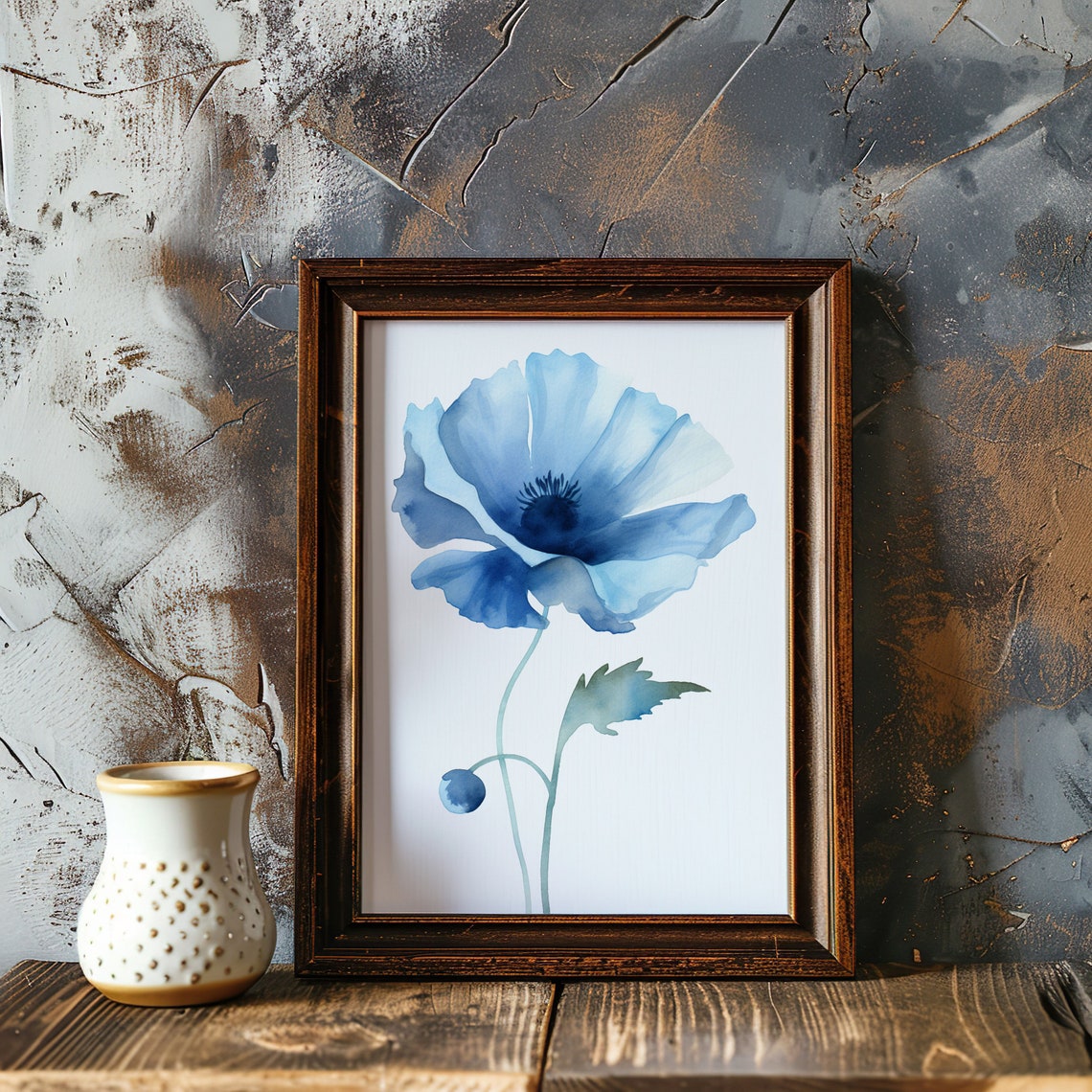 Blue Poppy Watercolor Flower Art Print for Light Bright Interiors - Image 3