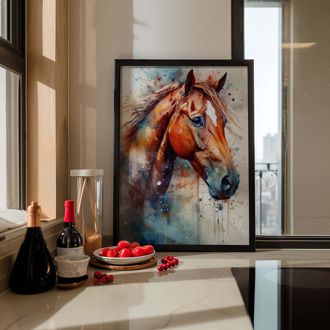 Horse Painting Wall Art Poster Gift Watercolor Colorful Animal Painting Illustration Nature Wall Art Home Decor Print - Image 4