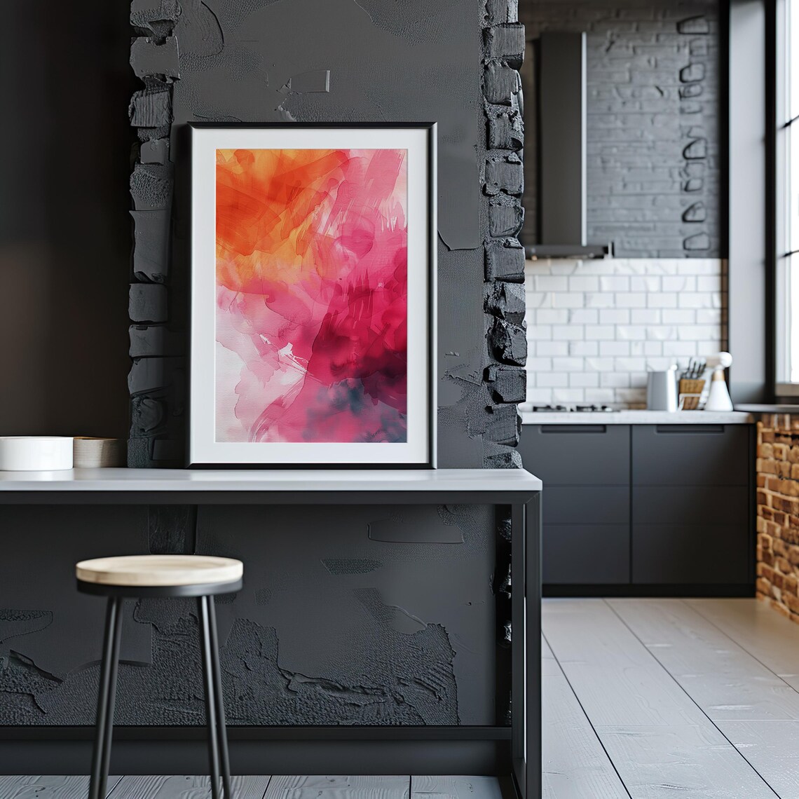 Abstract Red Pink Watercolor Wash Bold Colorful Vivid Art Poster - Image 3