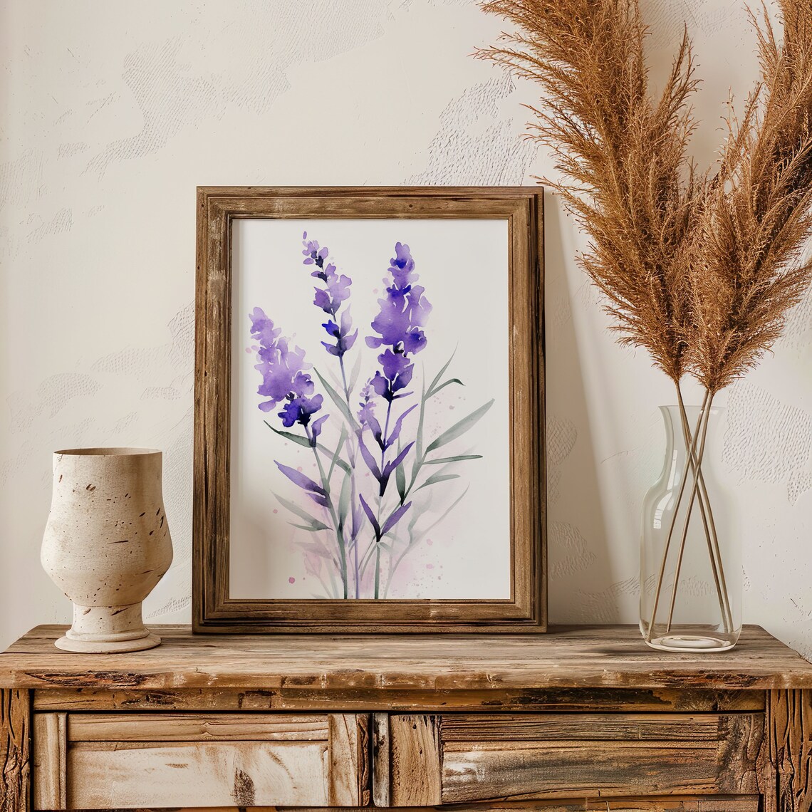 Purple Lavender Watercolor Flowers Minimalist Botanical Art Poster - Image 5