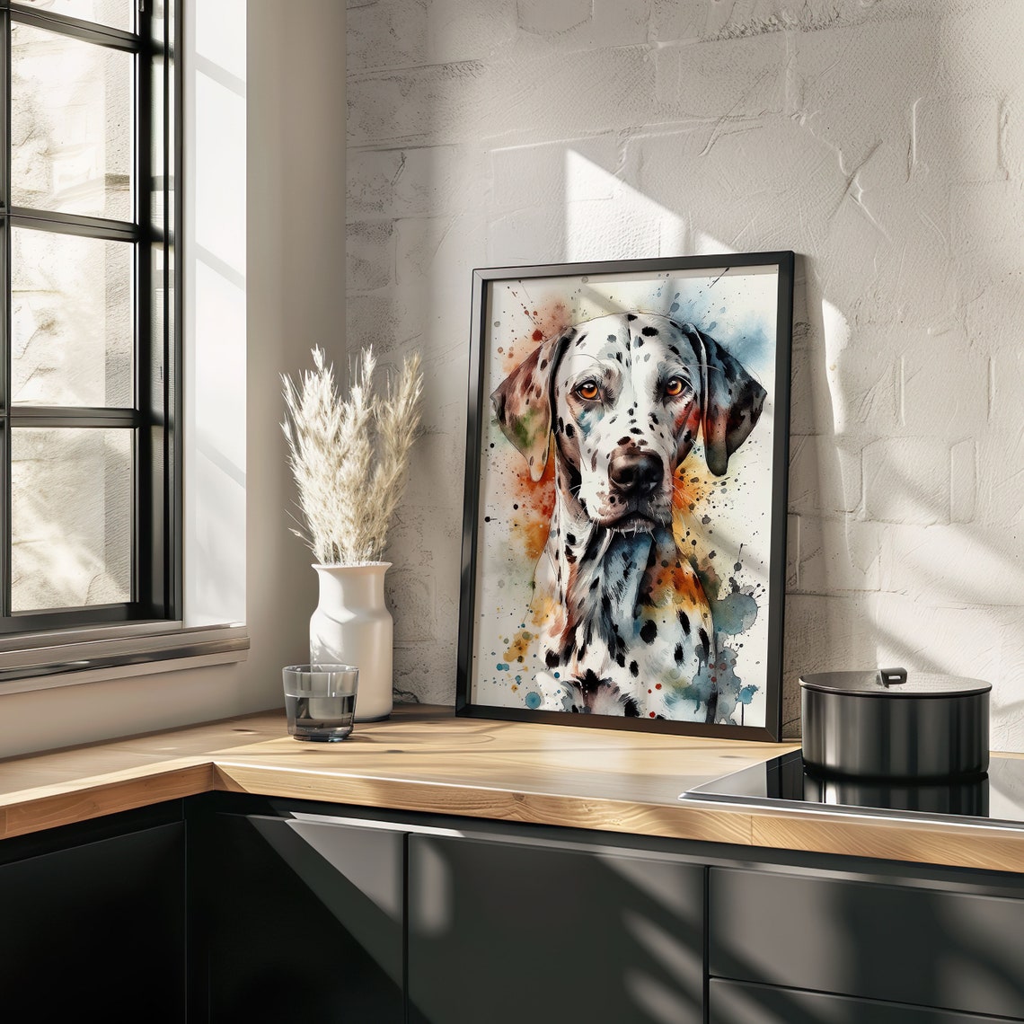 Dalmatian Colorful Watercolor Dog Portrait Spotted Splash Art Poster - Image 4