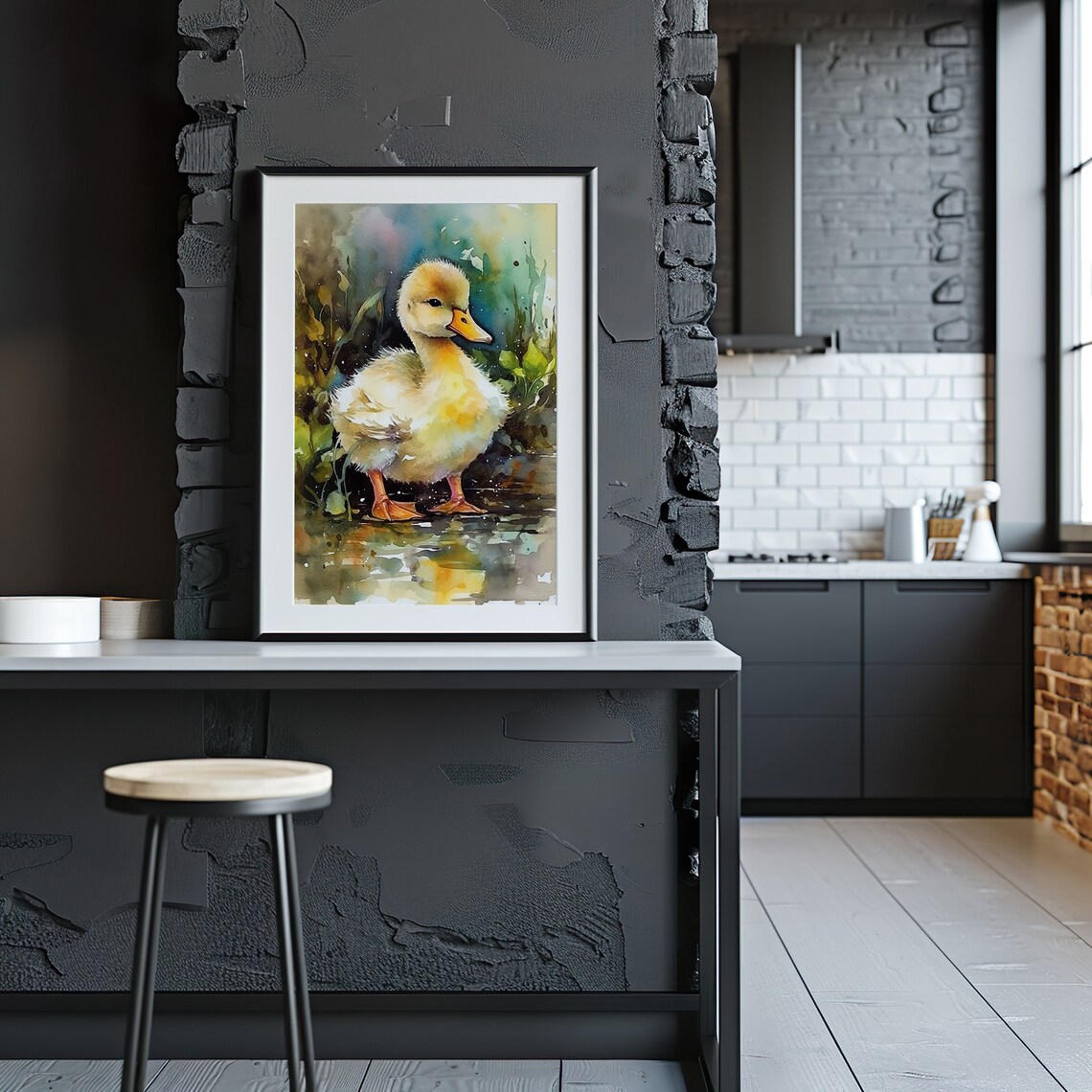 Sweet Baby Duckling Watercolor Yellow Duck Bird Nursery Poster - Image 4
