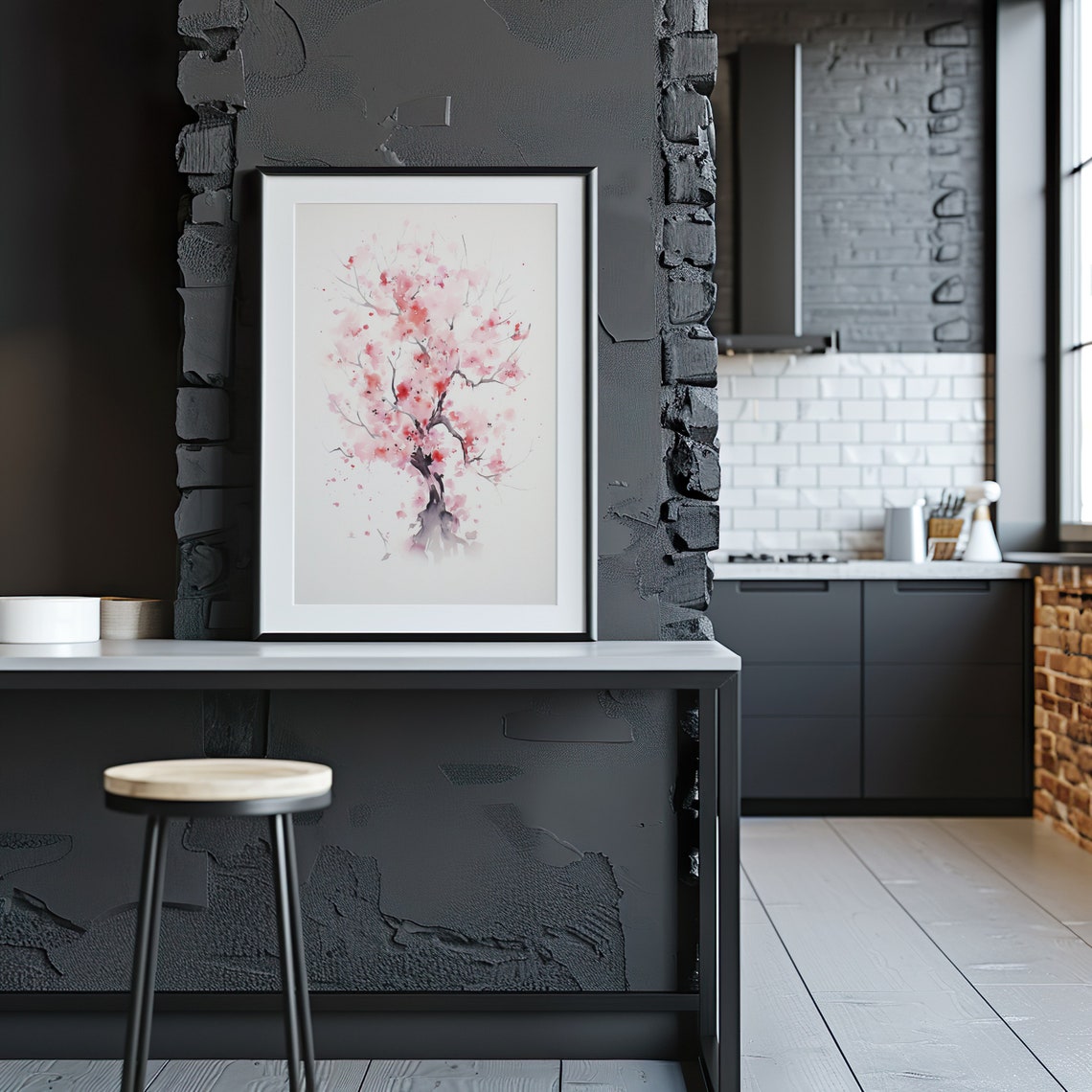 Delicate Pink Cherry Blossom Tree Watercolor Spring Art Poster - Image 2