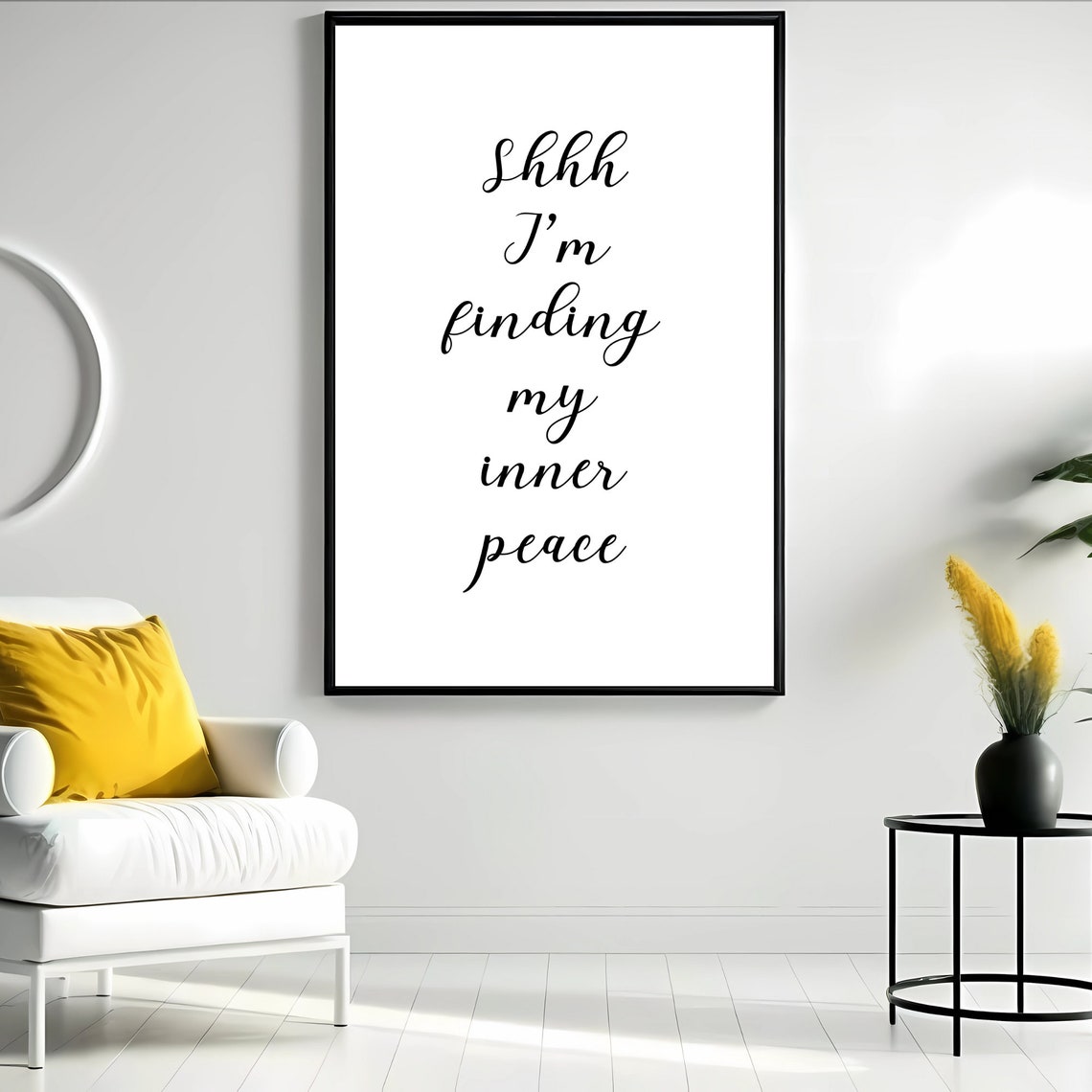 Shhh Im Finding My Inner Peace Calligraphy Script Mindfulness Poster - Image 4