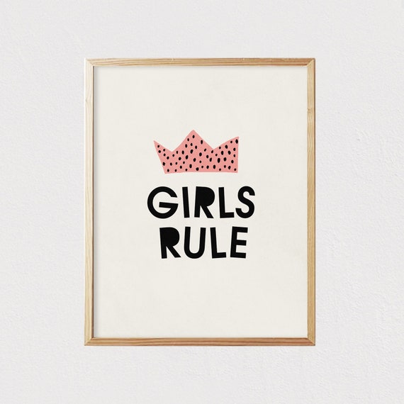 Girls Rule Crown, Mid-Century Modern Art Print