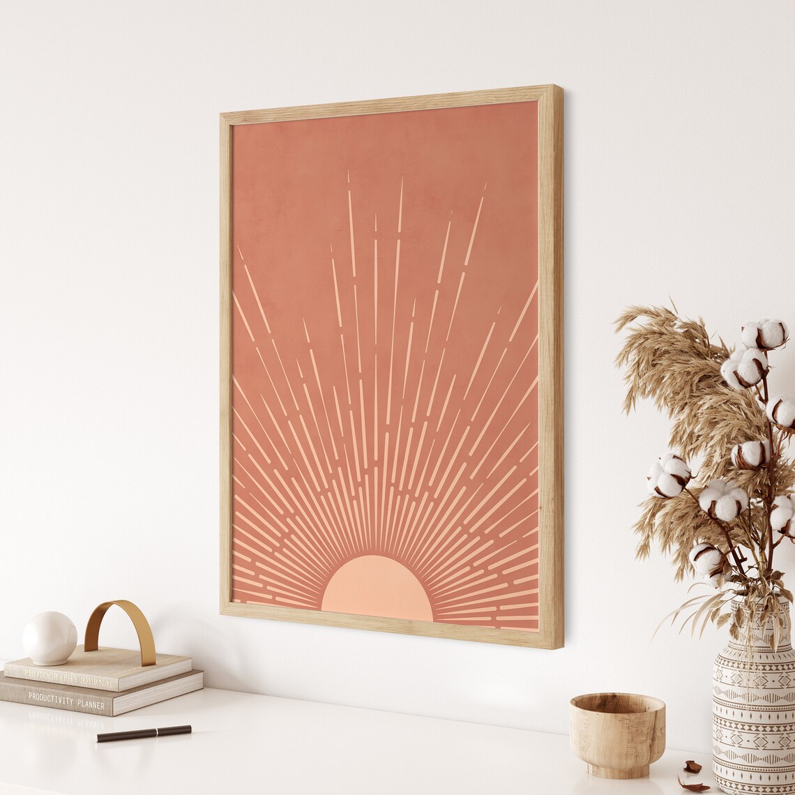 Boho Sun Terracotta Poster, Retro Abstract Art Print - Image 3