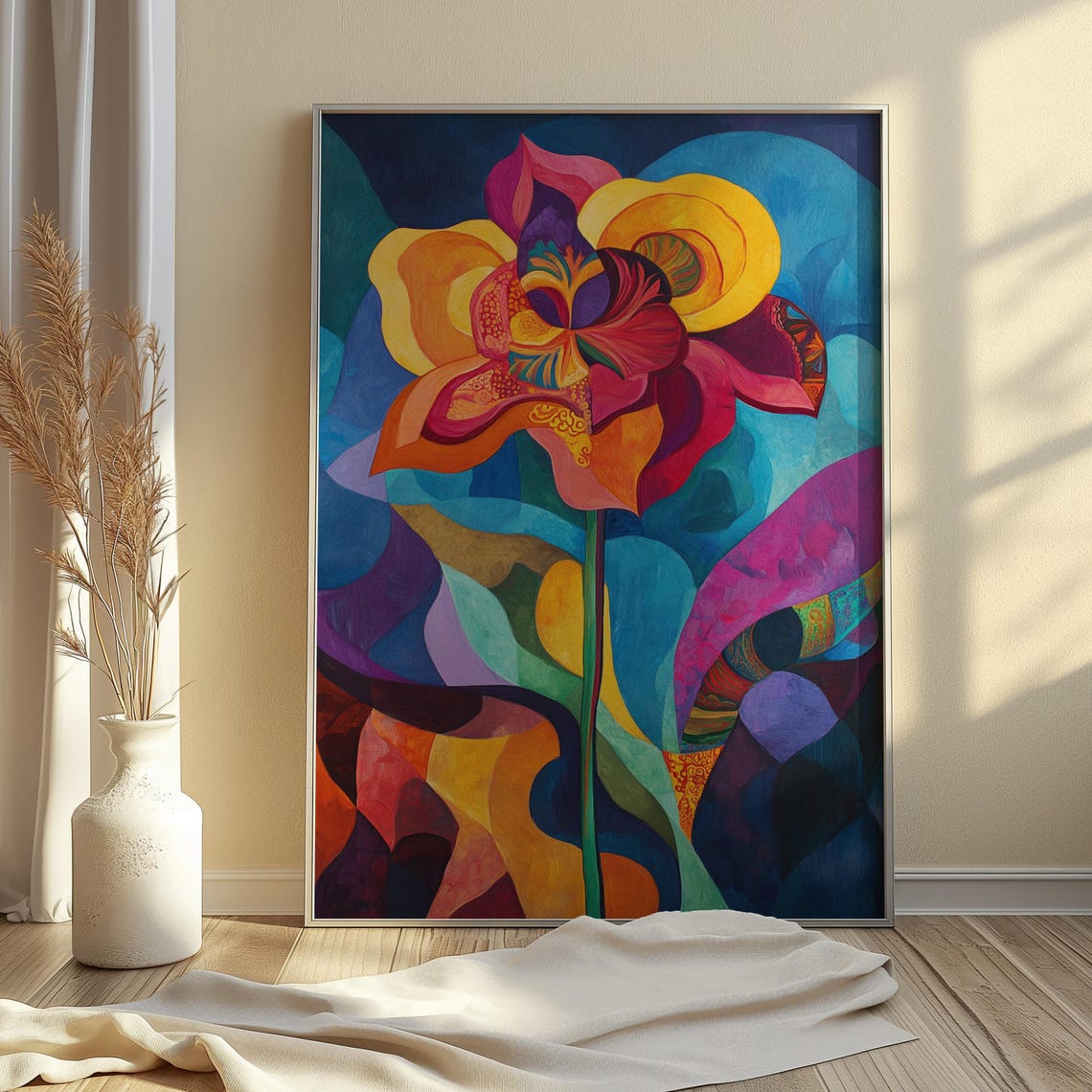 Abstract Flowing Flower Blue Purple Background Dynamic Floral Poster - Image 4