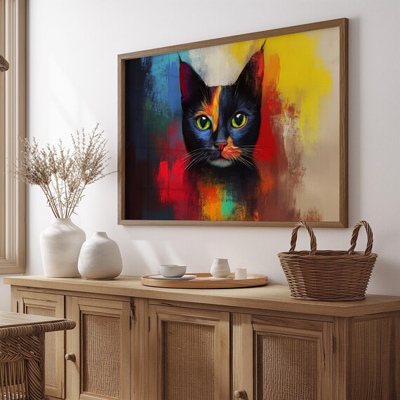 Cat Portrait Painting, Mexican Wall Art