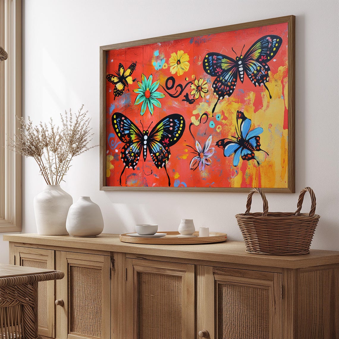 Print Butterfly Portrait Painting Mexican Wall Art New Listing 22