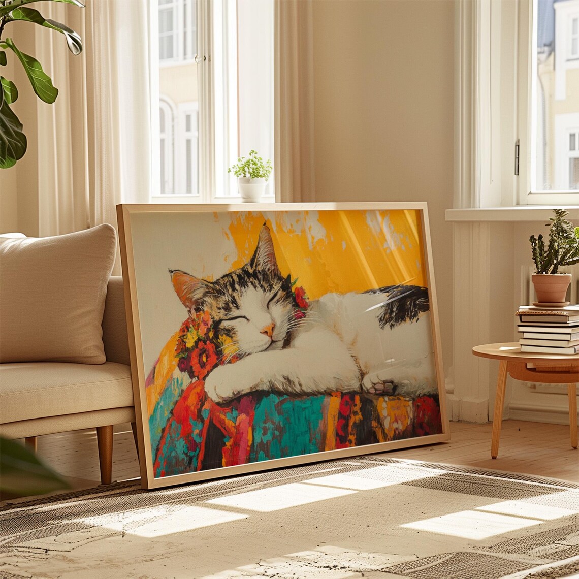 Cat Portrait Painting, Mexican Wall Art - Image 4