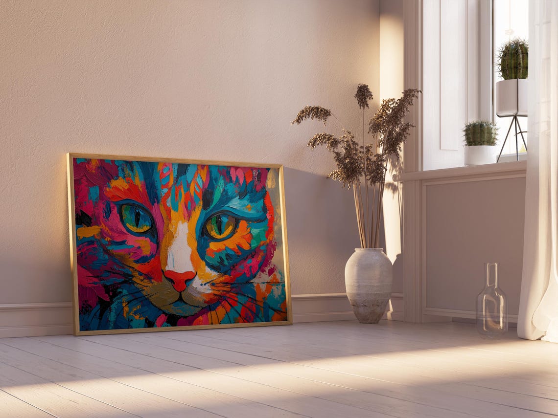 Cat Portrait Painting, Mexican Wall Art - Image 2