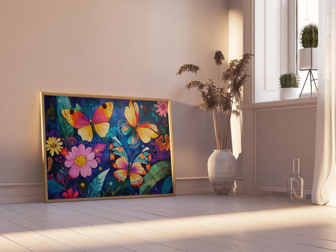 Print Butterfly Portrait Painting Mexican Wall Art New Listing 31 - Image 2