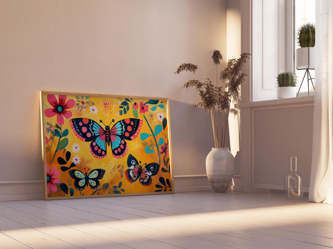 Print Butterfly Portrait Painting Mexican Wall Art New Listing 29 - Image 2