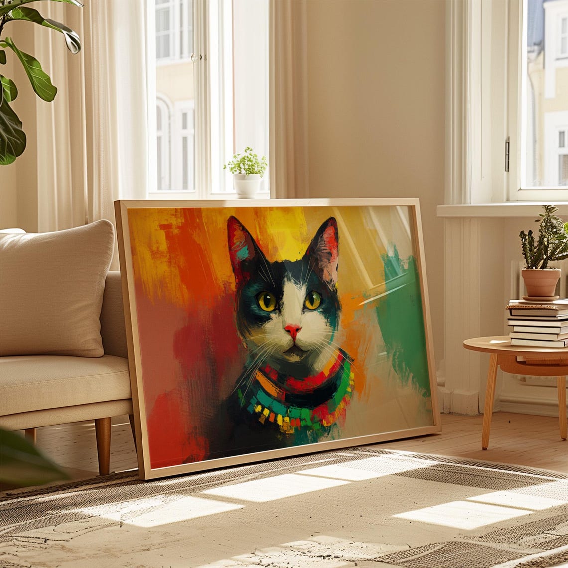 Cat Portrait Painting, Mexican Wall Art - Image 4