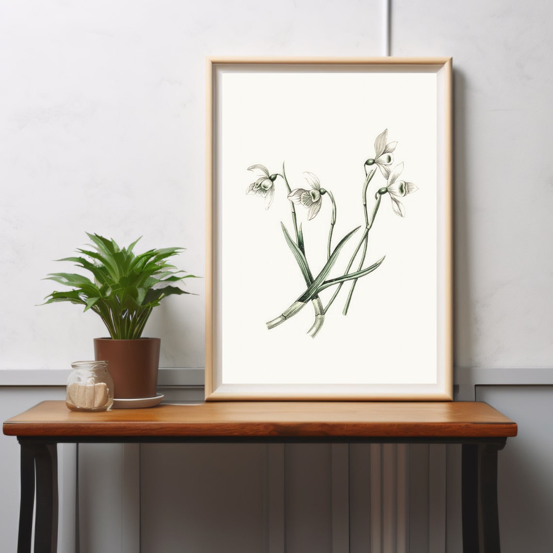 Vintage Snowdrop Botanical Sketch Antique Flower Illustration Poster - Image 2