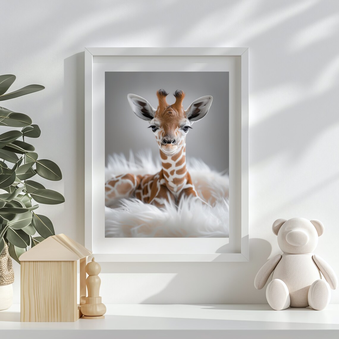 Baby Giraffe Nursery Art Soft Neutral Cute Animal Wall Poster For Kids - Image 3