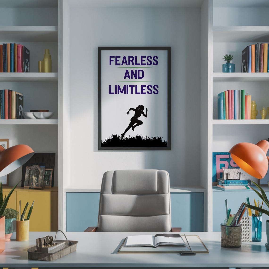 Fearless and Limitless Runner Silhouette Motivational Poster - Image 2