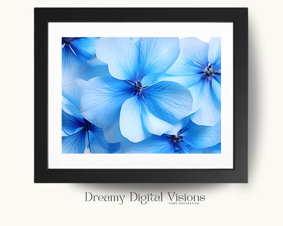 Blue Hydrangea Print Blue Floral Decor Flower Wall Art Botanical Wall Art Gift For Grandmother Housewarming Gift Floral Art