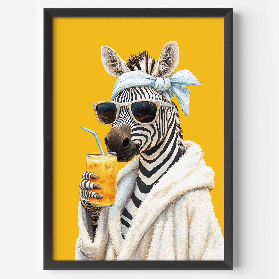 Funny Zebra Poster, Modern Animal Wall Art