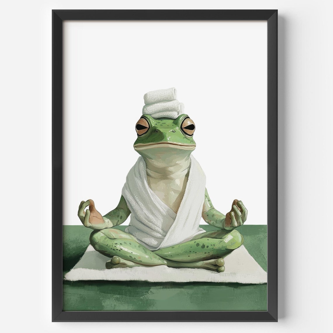 Yoga Frog Bathroom Zen Art Poster