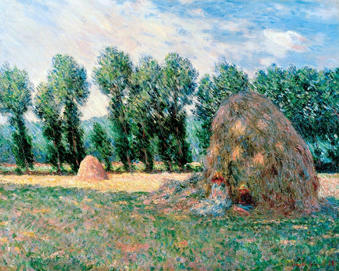 Claude Monet Haystacks 1885 Summer Field Trees Sunlight Wall Art - Image 2