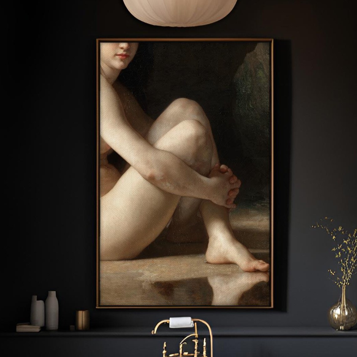 Seated Nude Bather Classical Academic Fine Art Painting Poster - Image 2