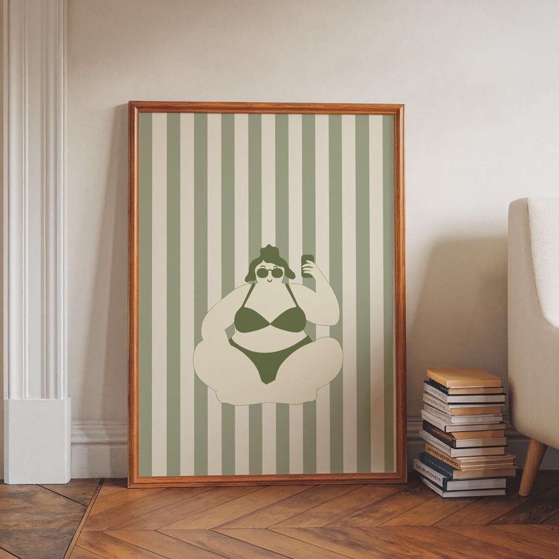 Body Positive Green Bikini Poster Print, Summer Empowerment