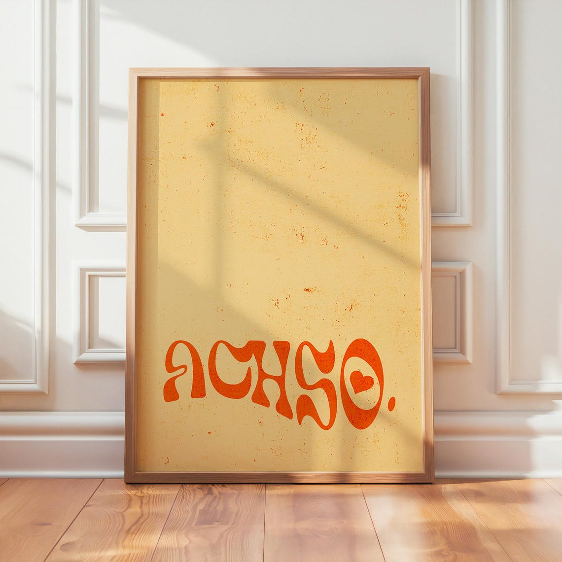 Achso German Slang Retro Groovy Orange Typography Minimalist Poster