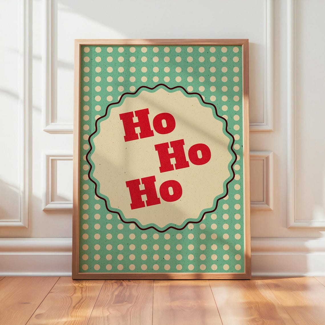 Ho Ho Ho Retro Polka Dot Christmas Holiday Typography Poster