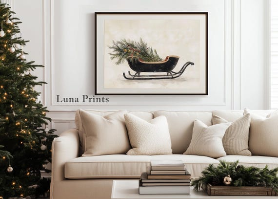 Holiday Sleigh Christmas Wall Decor Art Print