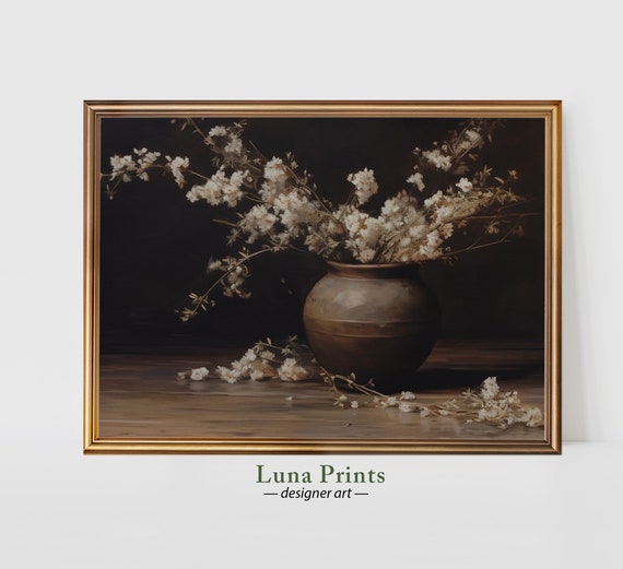 Moody Floral in Vintage Vase Art Print, Fall