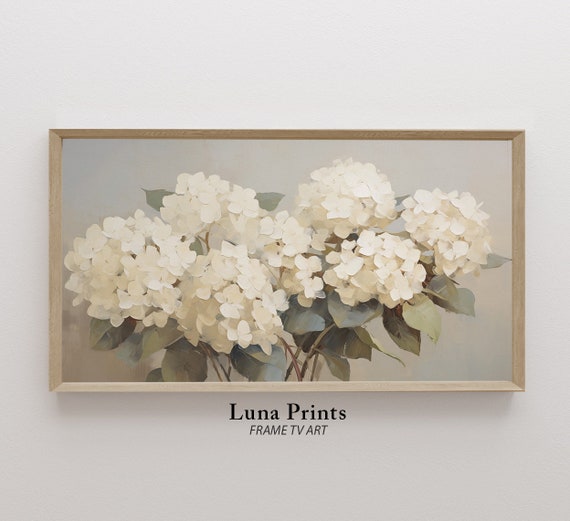 Hydrangea Painting Art Print, Muted Floral Spring
