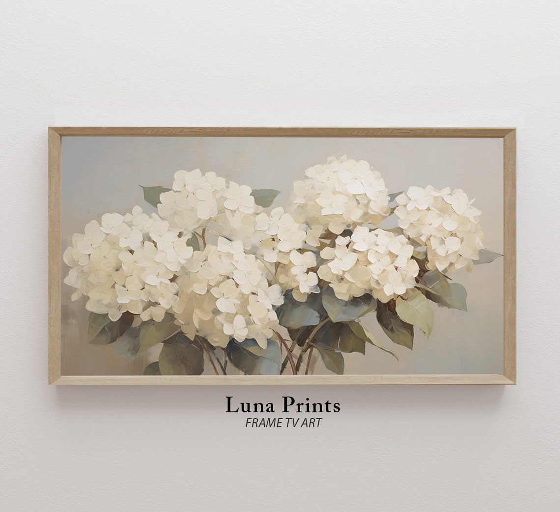 Hydrangea Painting Art Print, Muted Floral Spring