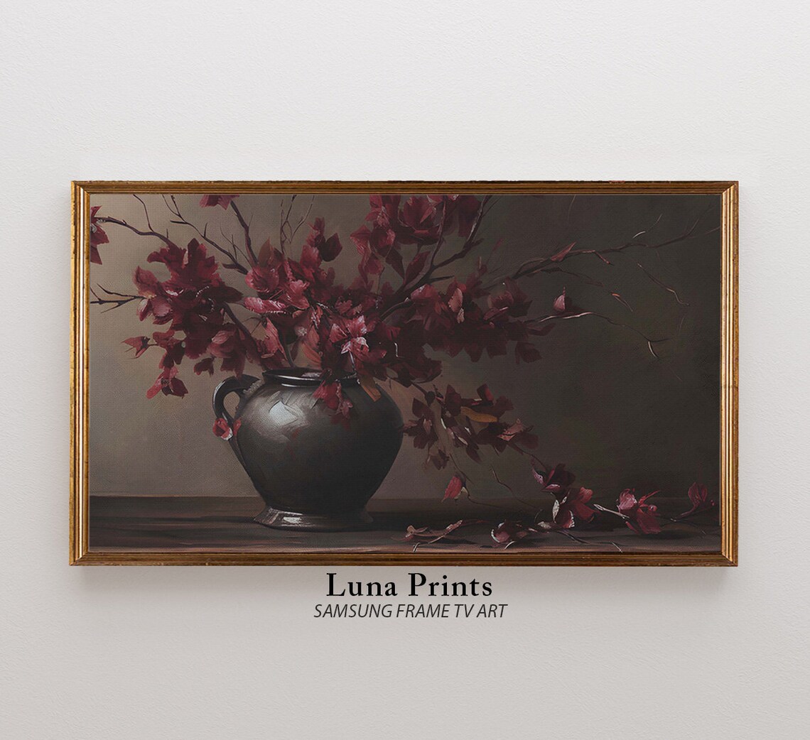 Burgundy Branches Vintage Fall Art Print