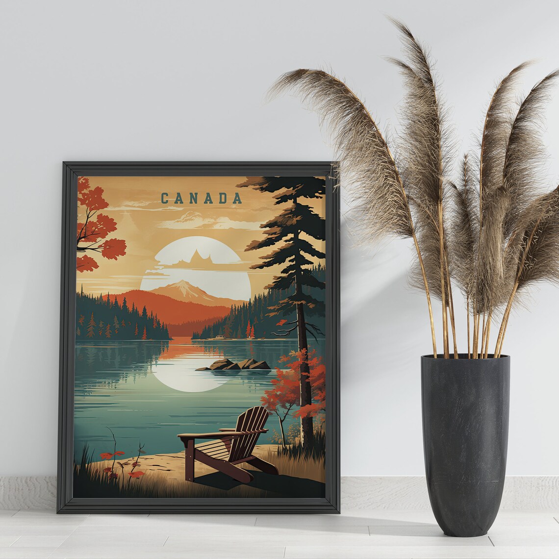 Canada Travel Poster, Retro Mountain Landscape - Image 6
