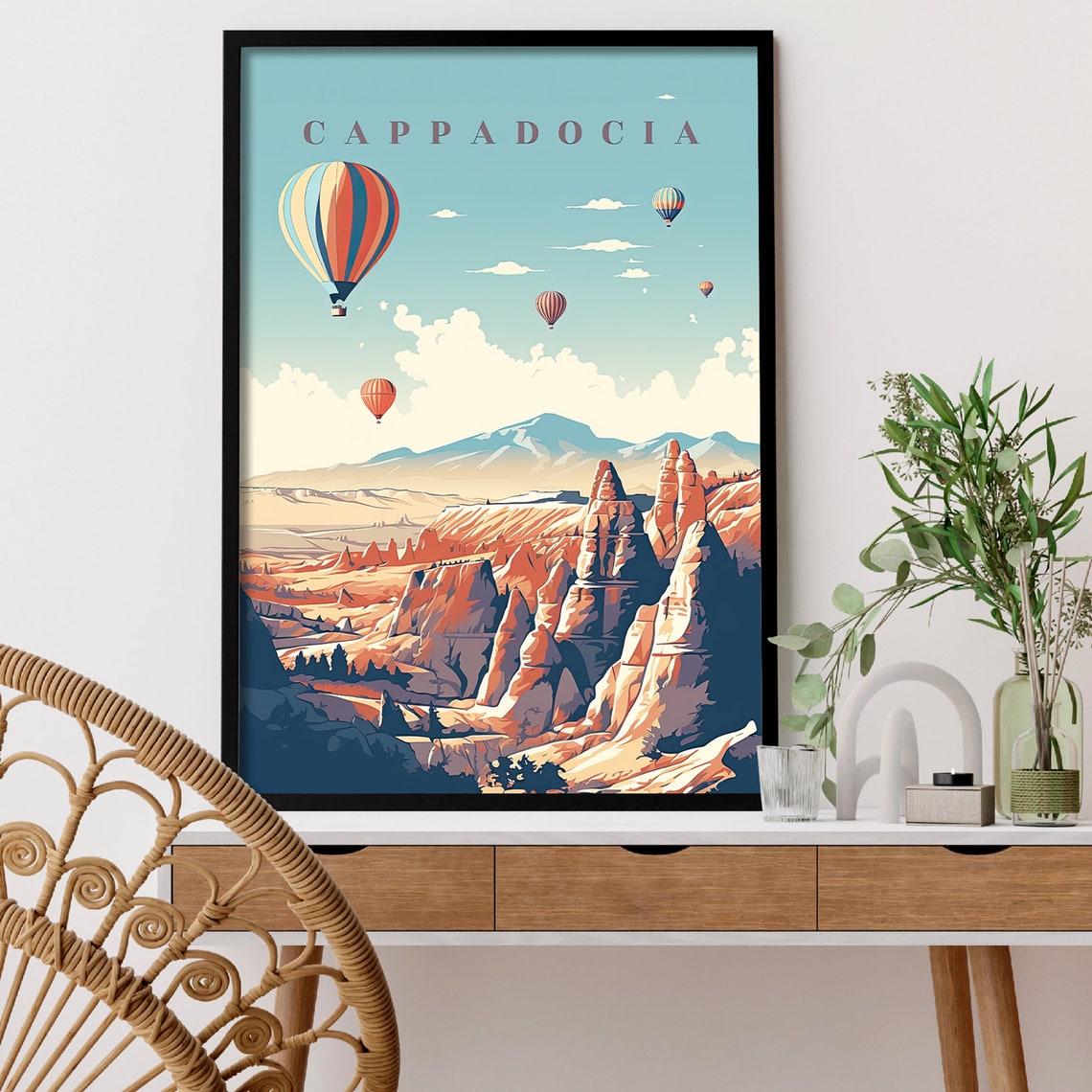 Cappadocia Turkey Hot Air Balloon Set of 3 Retro Travel Poster - Image 2