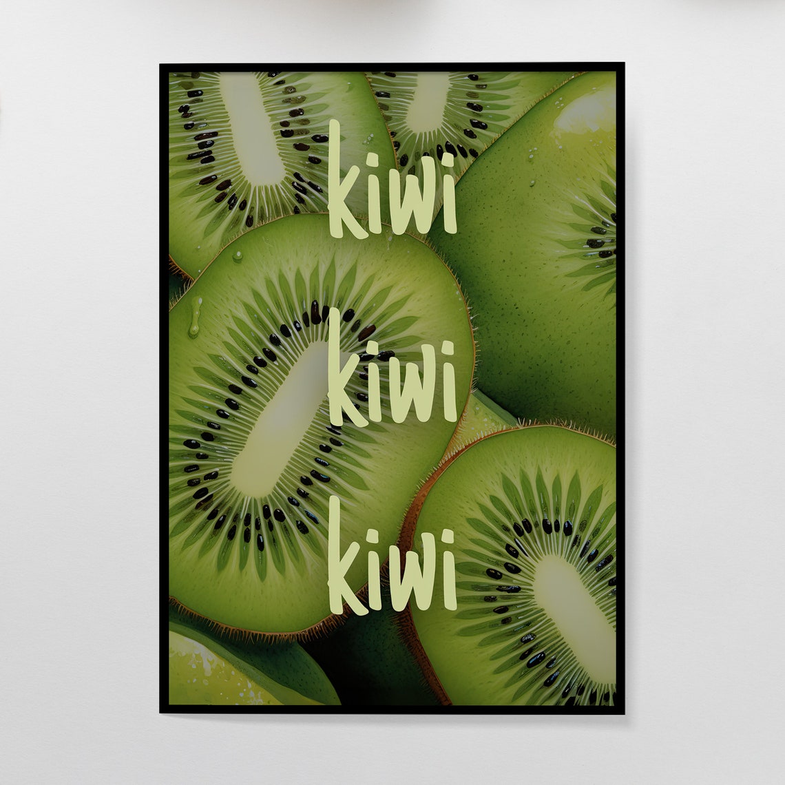 Kiwi Fruit Slice Macro Green Juicy Kitchen Botanical Art Poster - Image 2