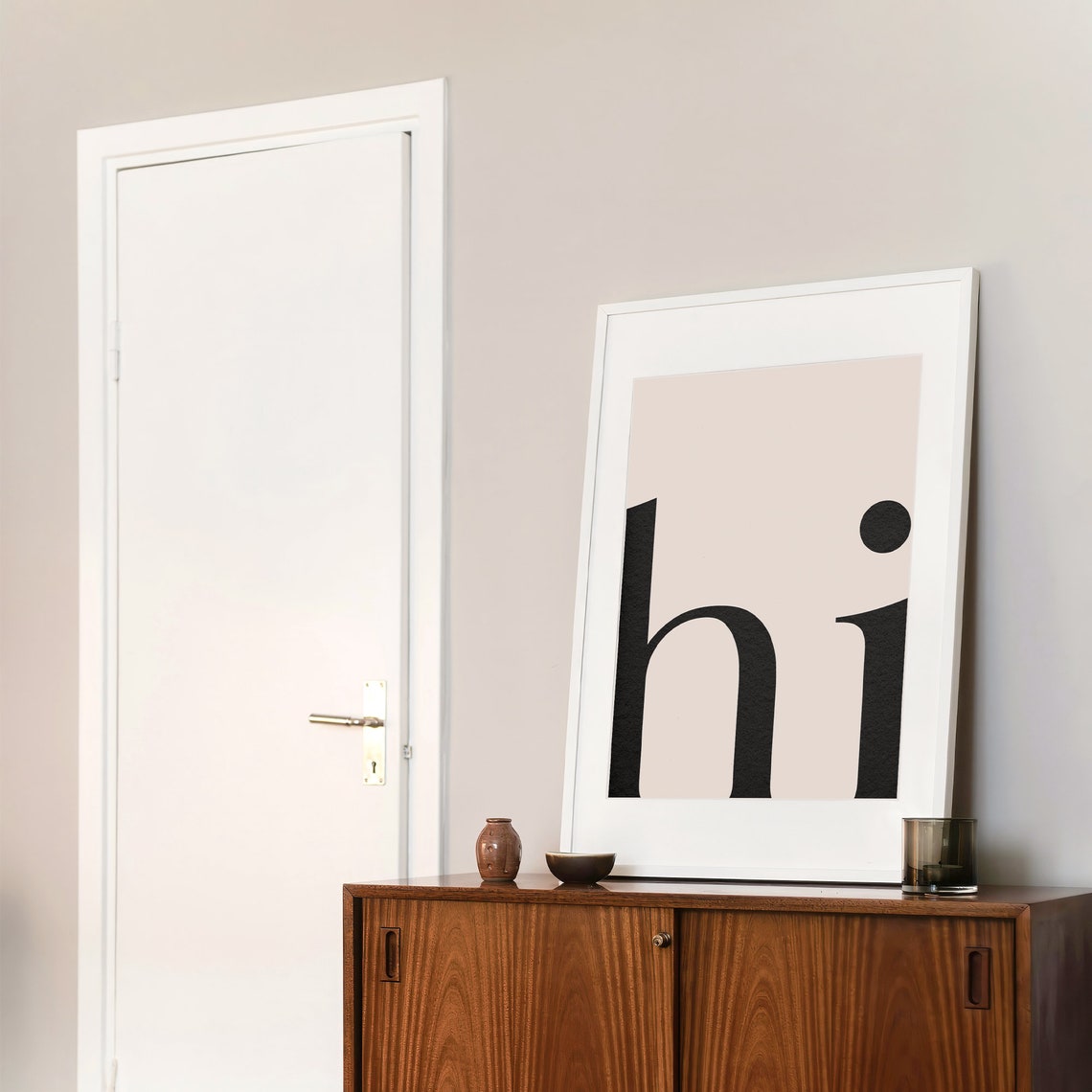 Hi Oversized Typography Minimal Black and White Modern Wall Art - Image 2