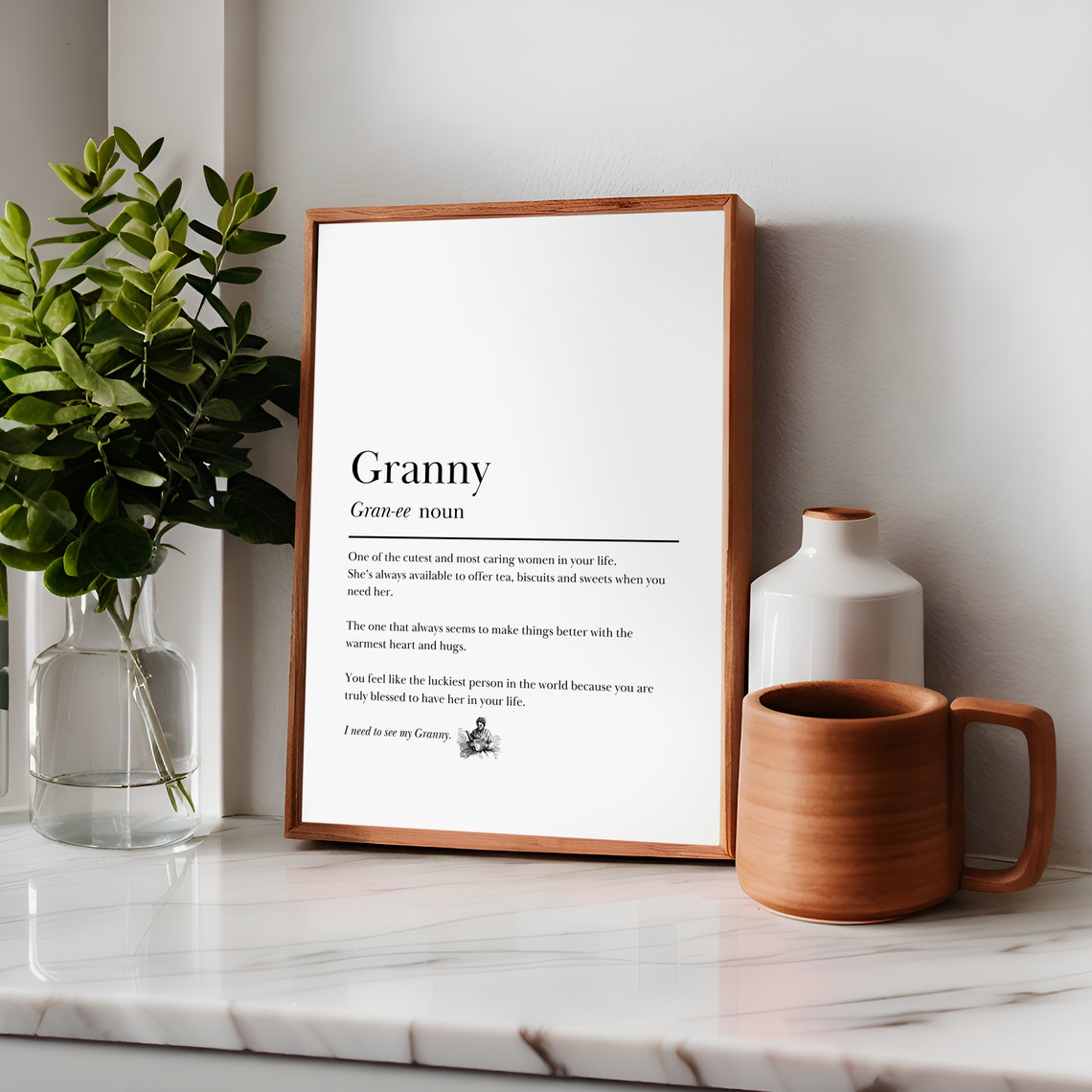 Granny Definition Print Gifts For Granny Grandmother Gift Grannie Gifts Dictionary Poster Gift For Nanny Granny Birthday Gifts - Image 5