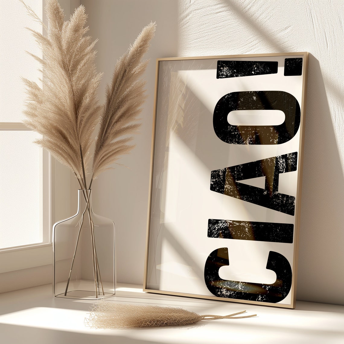 Ciao Distressed Typography White Background Italian Style Poster - Image 6
